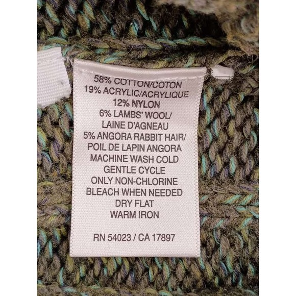 Old Navy Wool Angora Blend Cable Knit Cowl Neck Sweater Green Size Medium - Picture 6 of 8